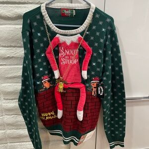 Spencer’s Workshop SNOOP ON THE STOOP Christmas Sweater Flashing Lights Size M